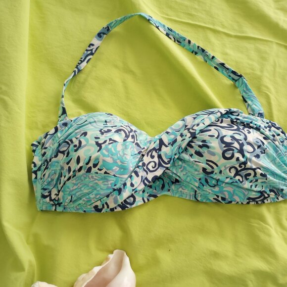 Lilly Pulitzer Bikini Lagoon Sarong Light Aqua Spritz Swimsuit top 8, bottom 10 - Picture 3 of 8